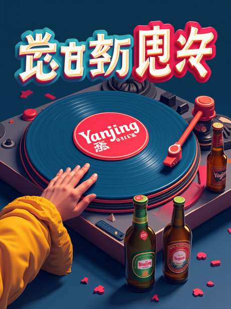 酒瓶唱片海报_源文件下载_PNG格式_960X1280像素-酒瓶,黄夹克,啤酒-作品编号:2025050711172669-志设-zs9.com