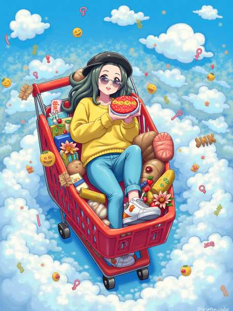 购物车里的少女_源文件下载_PNG格式_960X1280像素-云朵,卡通,购物-作品编号:2025050714499394-志设-zs9.com