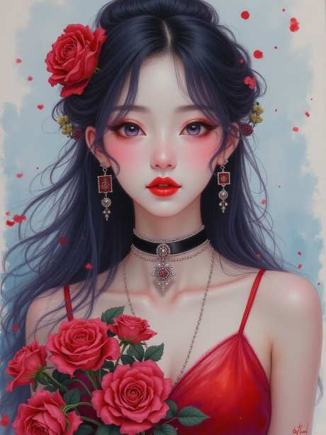 玫瑰女人图片_源文件下载_PNG格式_960X1280像素-长发,鲜花,玫瑰-作品编号:2025050714494680-志设-zs9.com
