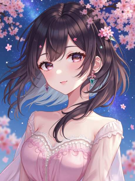 樱花夜空女生图片_源文件下载_PNG格式_960X1280像素-混血,连衣裙,头发-作品编号:2025050715328724-志设-zs9.com