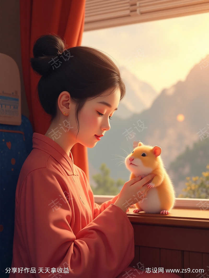 带着宠物旅游的女人