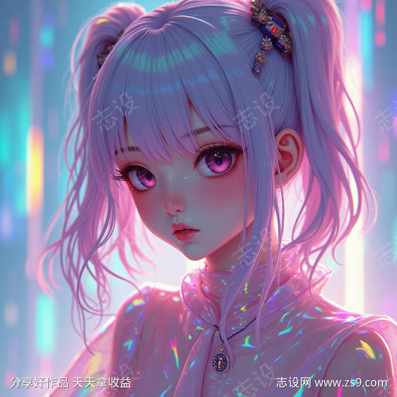 穿镭射斗篷的小女孩
