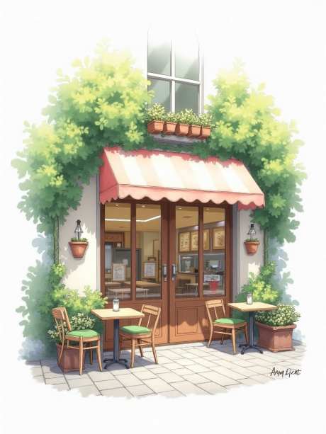 水彩风街边咖啡店_源文件下载_PNG格式_960X1280像素-店铺,植物,咖啡店-作品编号:2025050814476952-志设-zs9.com