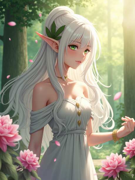 甜美的女孩_AI图片下载_euler采样_960X1280像素-白发,花朵,精灵-作品编号:2025050814488183-志设-zs9.com