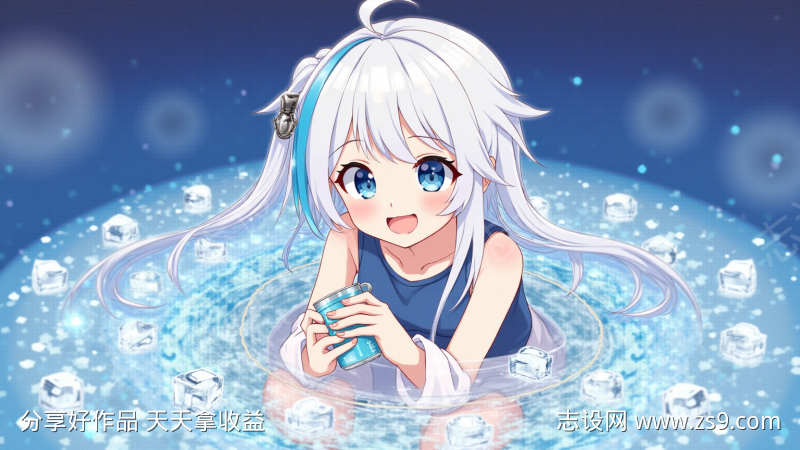 夏日玩水的小女孩