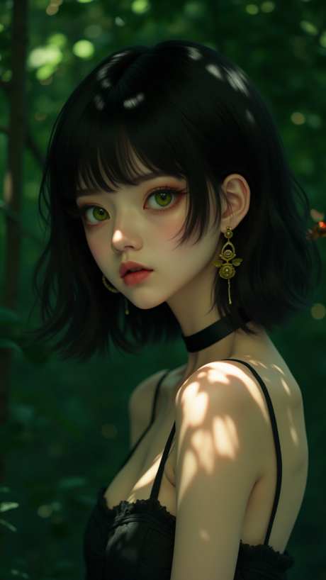 森林里的短发少女_源文件下载_PNG格式_864X1536像素-肖像,阳光,自然-作品编号:2025050815376979-志设-zs9.com