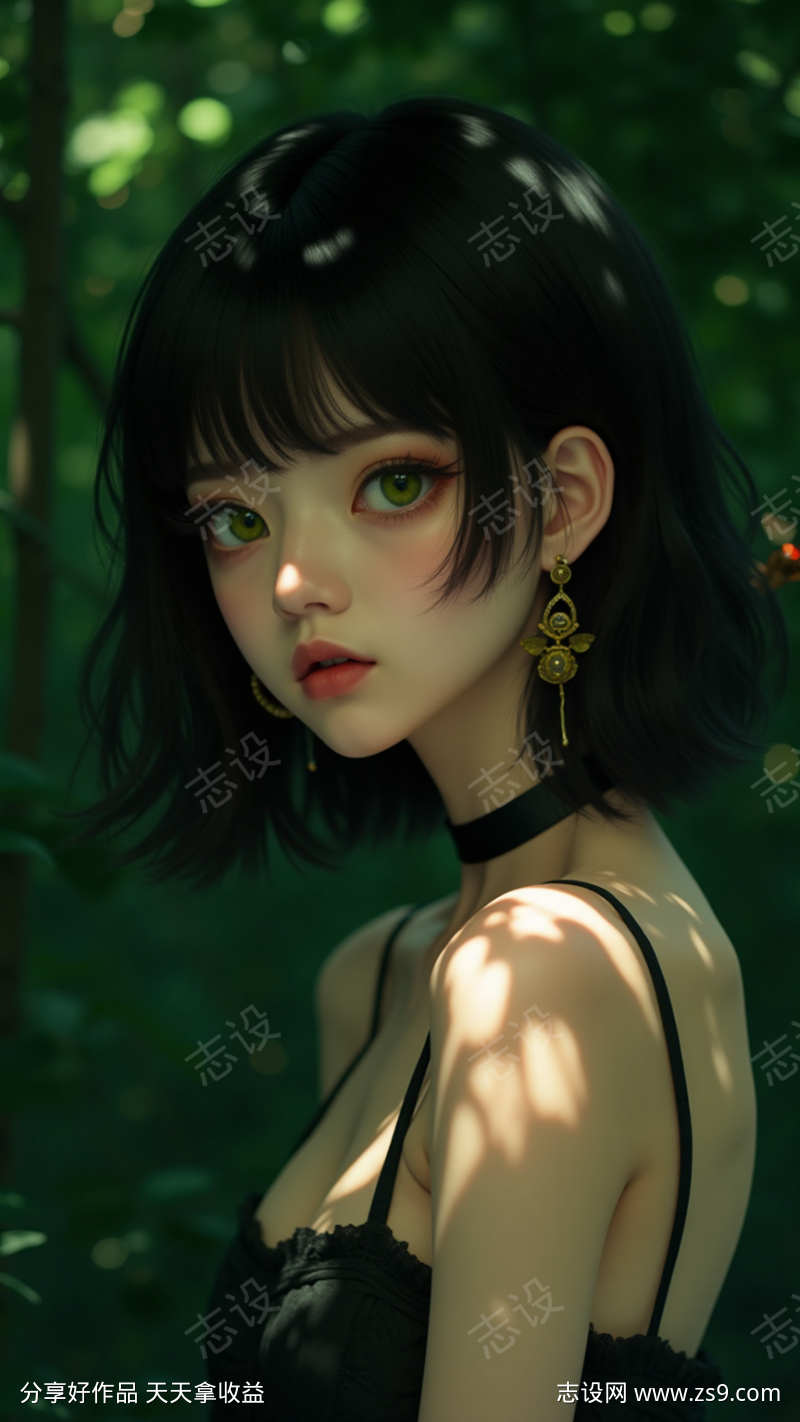 森林里的短发少女