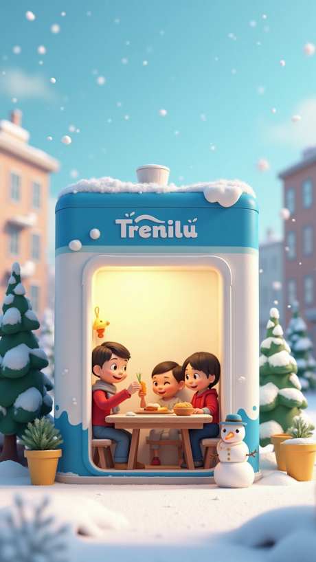 牛奶盒小屋_AI图片下载_euler采样_864X1536像素-圣诞树,窗户,下雪-作品编号:2025050815497417-志设-zs9.com
