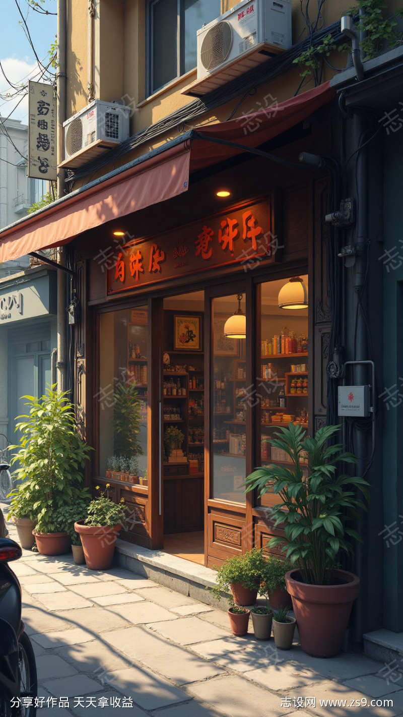卡通日料店门口