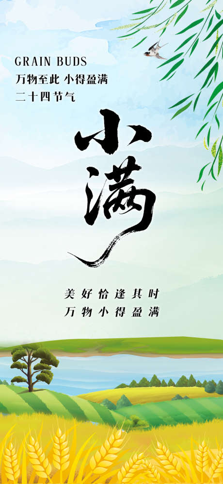 二十四节气手绘小满节日手机宣传海报_源文件下载_PSD格式_1242X2688像素-手机,宣传,节日-作品编号:2025050915319389-志设-zs9.com