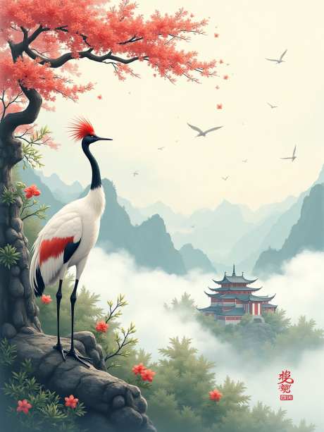 中国建筑风景_源文件下载_PNG格式_960X1280像素-风景,树木,枫叶-作品编号:2025050917131810-志设-zs9.com
