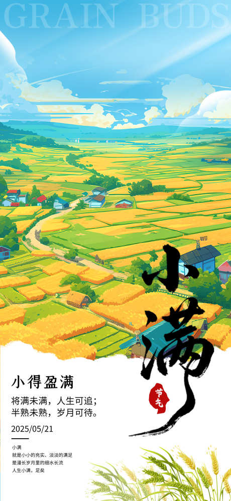 插画风二十四节气小满借势海报_源文件下载_PSD格式_1242X2688像素-手绘,借势海报,小满-作品编号:2025050913076826-志设-zs9.com