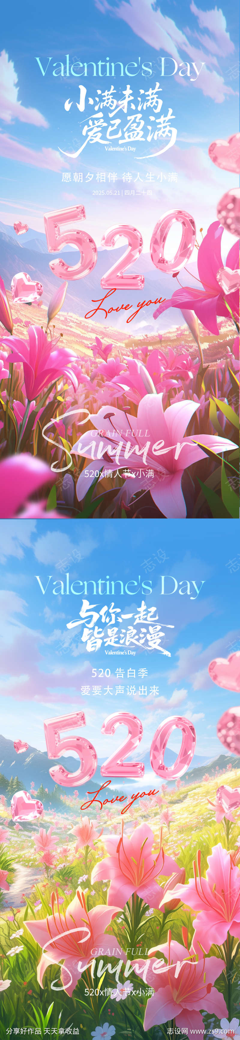 520小满唯美花海系列海报