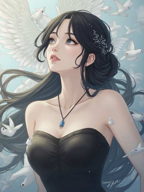 深色长发的女性_源文件下载_PNG格式_960X1280像素-项链,连衣裙,发饰-作品编号:2025051013092394-志设-zs9.com