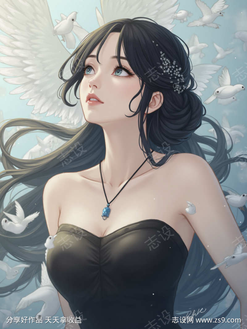 深色长发的女性