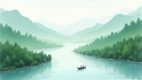水彩风景画_源文件下载_PNG格式_1536X864像素-风景画,小船,山谷-作品编号:2025051014411216-志设-zs9.com
