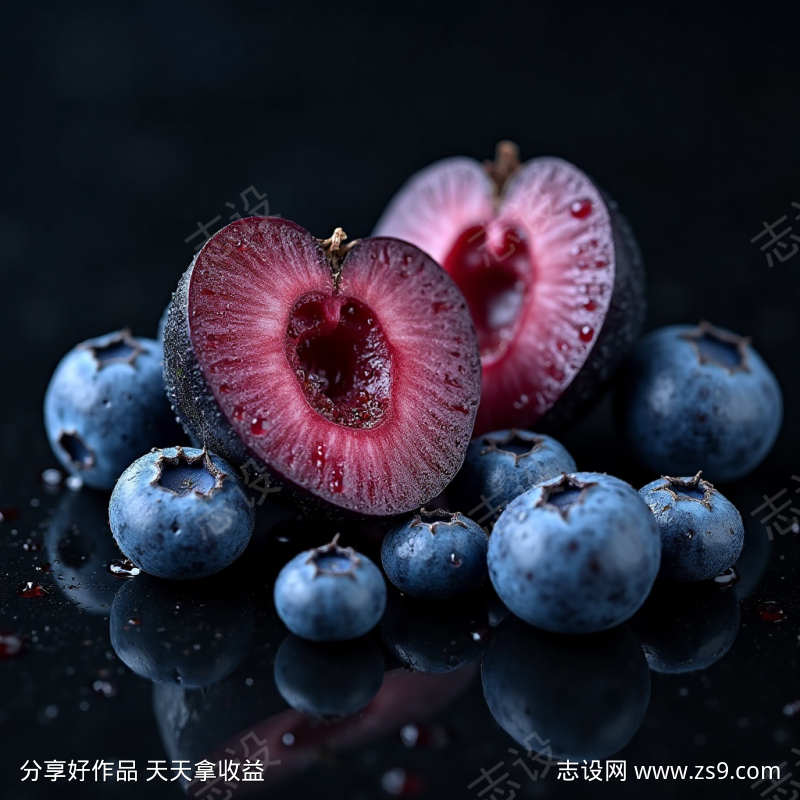 散落的蓝莓