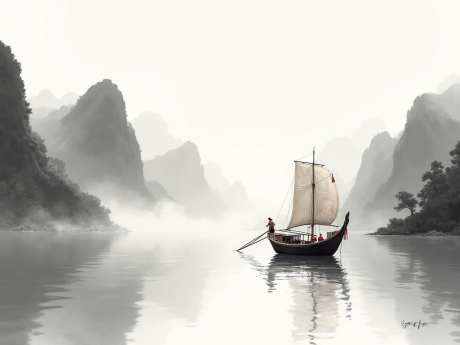 一叶扁舟图_源文件下载_PNG格式_1280X960像素-船桨,船只,黑白-作品编号:2025051111077588-志设-zs9.com