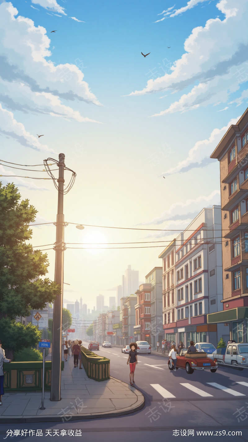 卡通城市街道