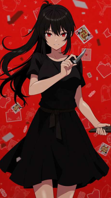 持刀黑发少女_源文件下载_PNG格式_864X1536像素-女孩,扑克牌,刀-作品编号:2025051115455929-志设-zs9.com