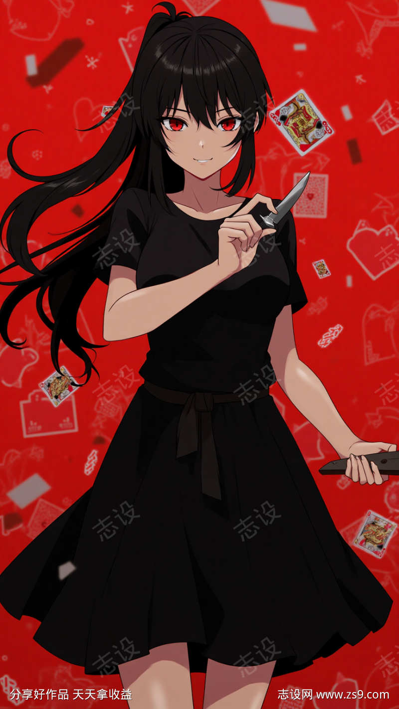 持刀黑发少女