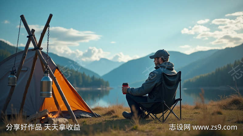出游湖边露营