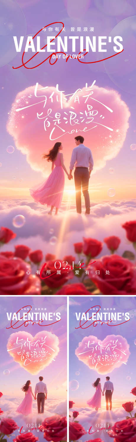 情人节浪漫海报系列_源文件下载_PSD格式_1500X4866像素-情人,玫瑰,梦幻-作品编号:2025051114436176-志设-zs9.com