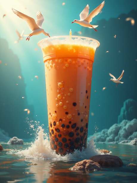 海洋中的正主奶茶_源文件下载_PNG格式_960X1280像素-海底,珍珠,奶茶-作品编号:2025051115489555-志设-zs9.com