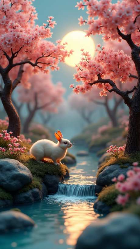 中秋节玉兔_源文件下载_PNG格式_864X1536像素-河流,兔子,森林-作品编号:2025051118221317-志设-zs9.com