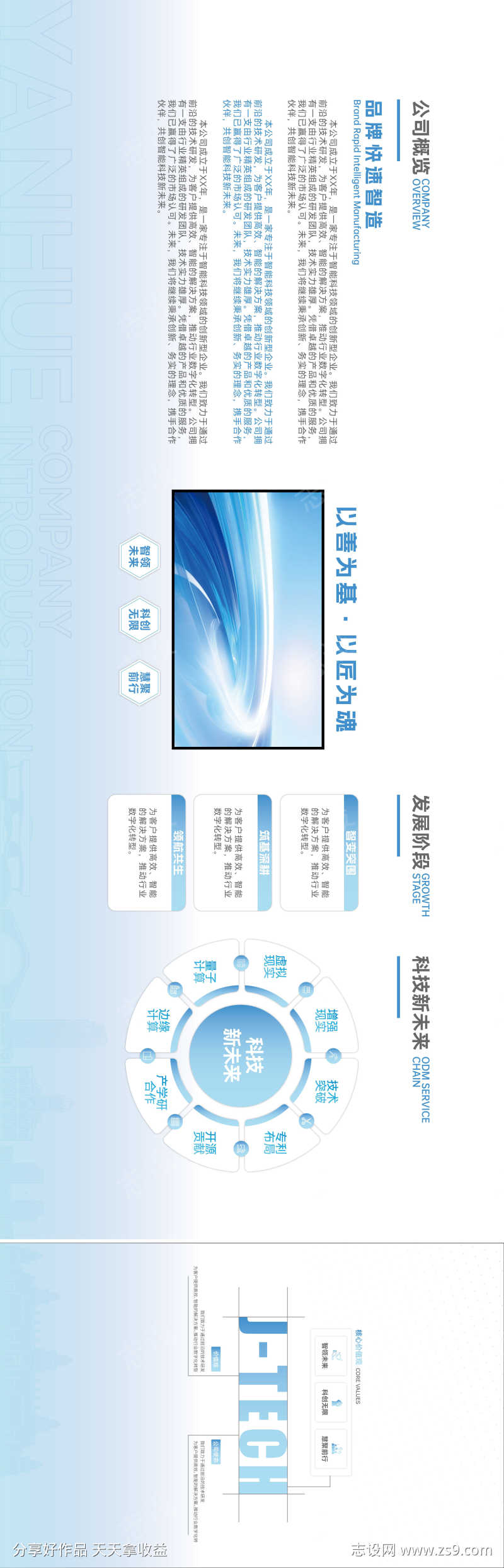 蓝色简约文化墙