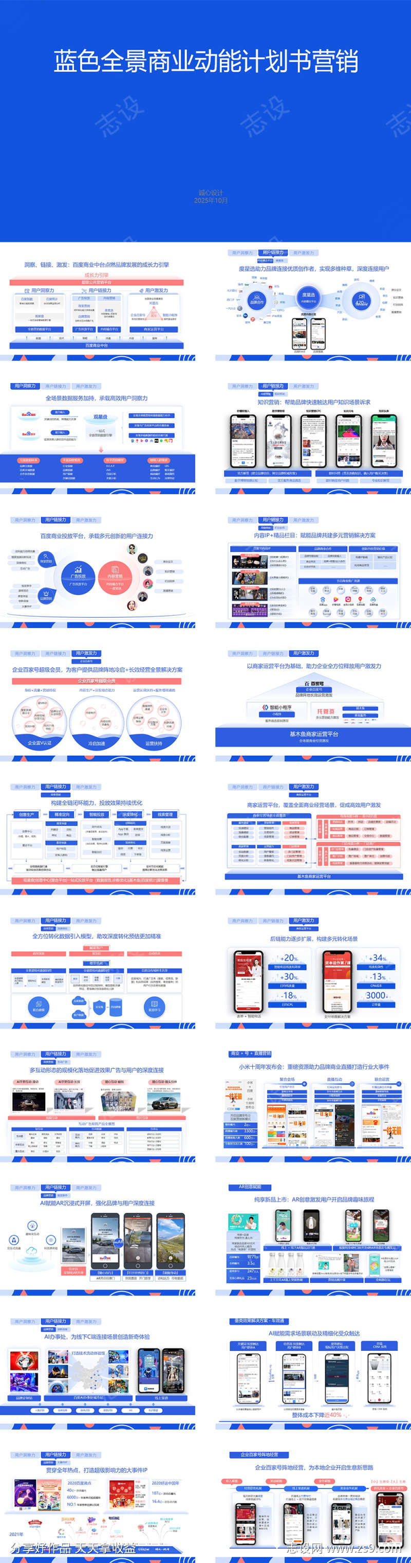 蓝色全景商业动能计划书营销