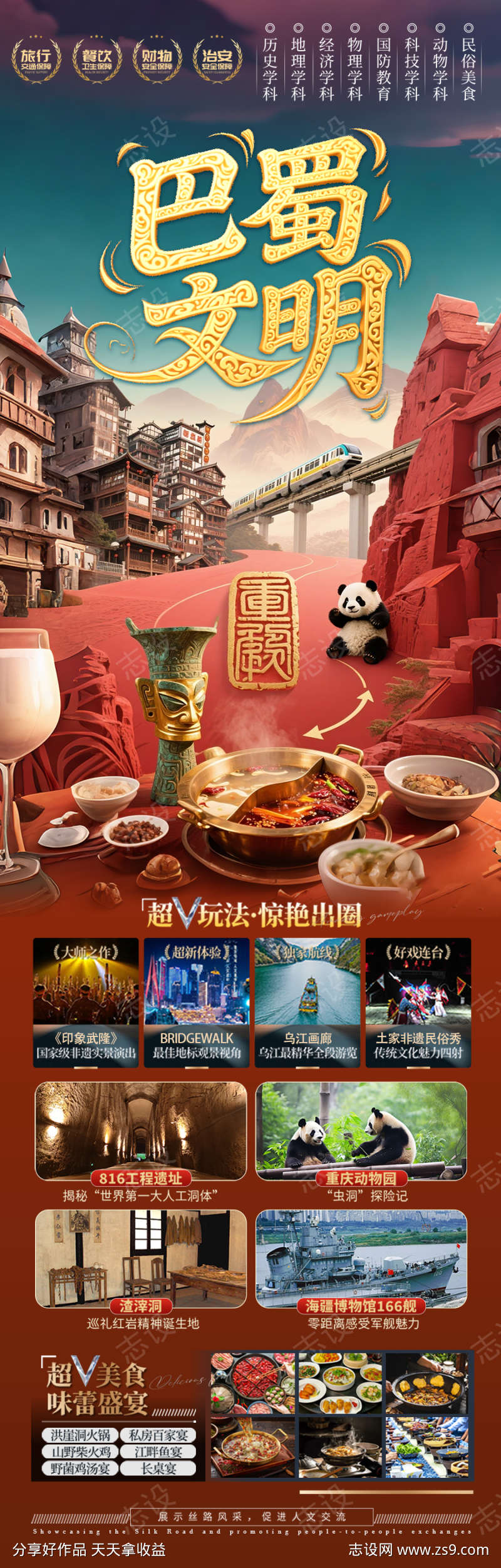 四川重庆成都旅游海报