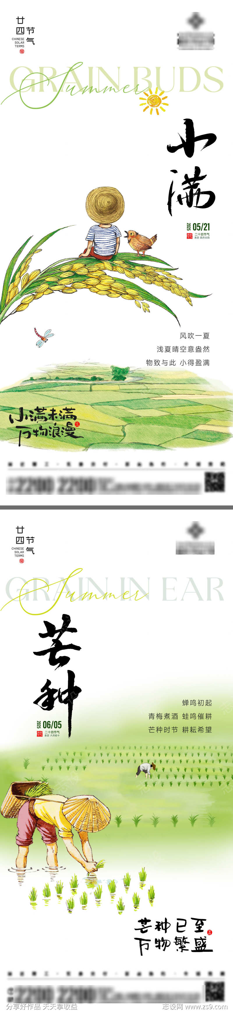 小满芒种节气海报