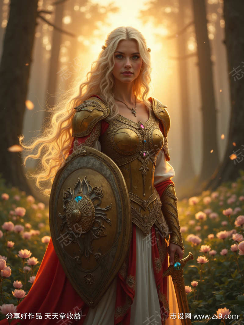 金发碧眼的女战士