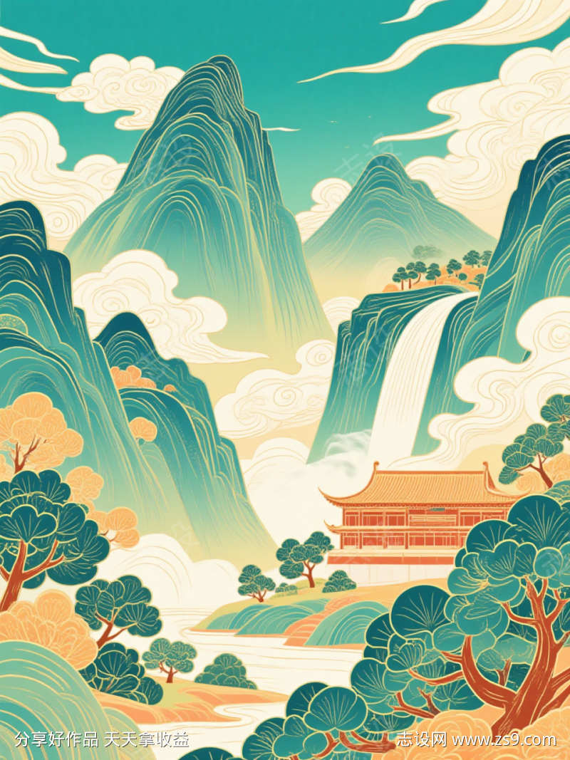 F.1国潮风格插画