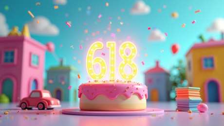 618周年庆_AI图片下载_euler采样_1536X864像素-街道,蛋糕,周年-作品编号:2025051415299744-志˜设‛ۛ网