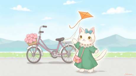 穿连衣裙的小猫_AI图片下载_euler采样_1536X864像素-户外,卡通,拟人-作品编号:2025051416473346-志设-zs9.com