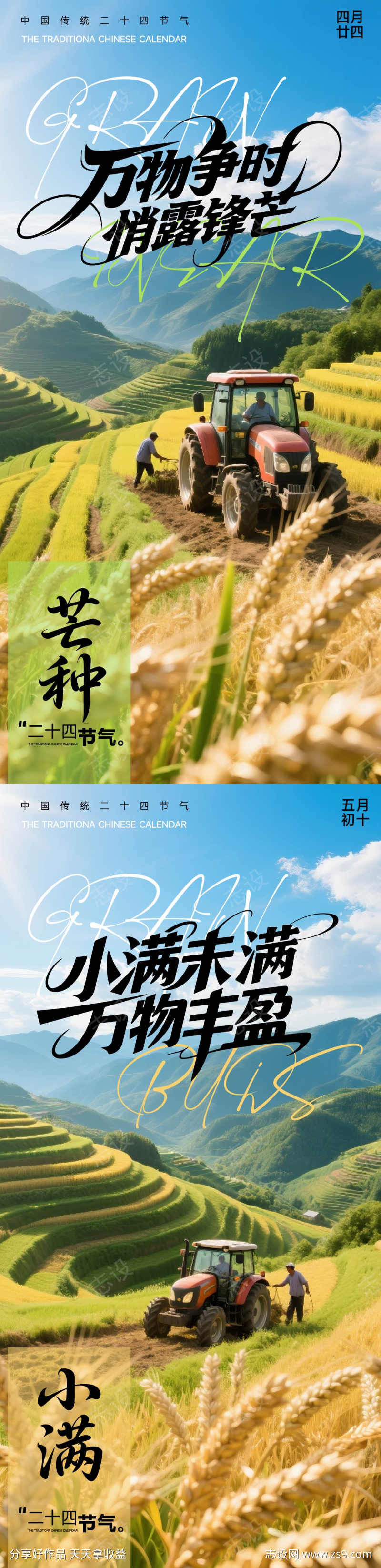 小满芒种节气海报