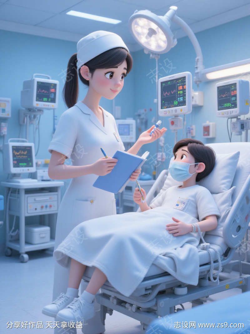 护士在给儿童做体检