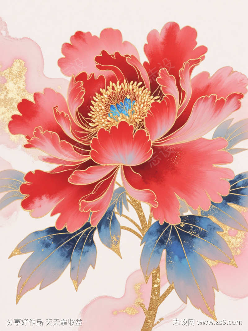 流光溢彩花语国风插画