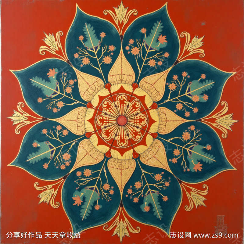 装饰着金银花图案的围巾