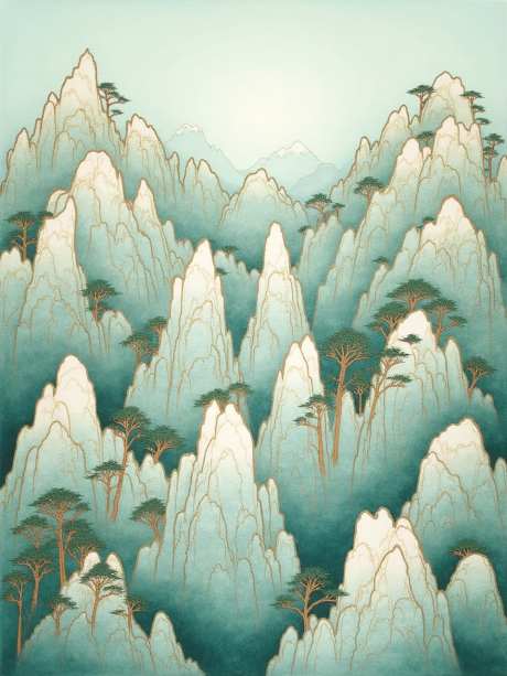 新中式插画_AI图片下载_euler采样_960X1280像素-植物,松树,山峰-作品编号:2025051716284845-志设-zs9.com