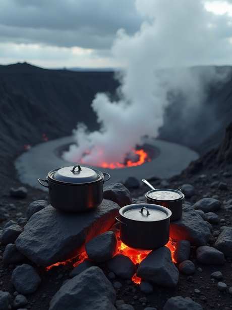在火山口烧水_AI图片下载_euler采样_960X1280像素-燃烧,烹饪,锅-作品编号:2025051717013955-志设-zs9.com