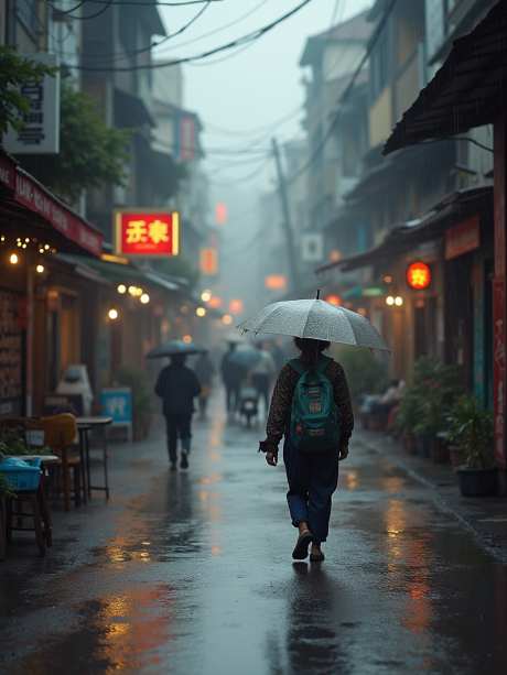 下雨的街道_AI图片下载_euler采样_960X1280像素-小巷,城市,街道-作品编号:2025051717118010-志设-zs9.com