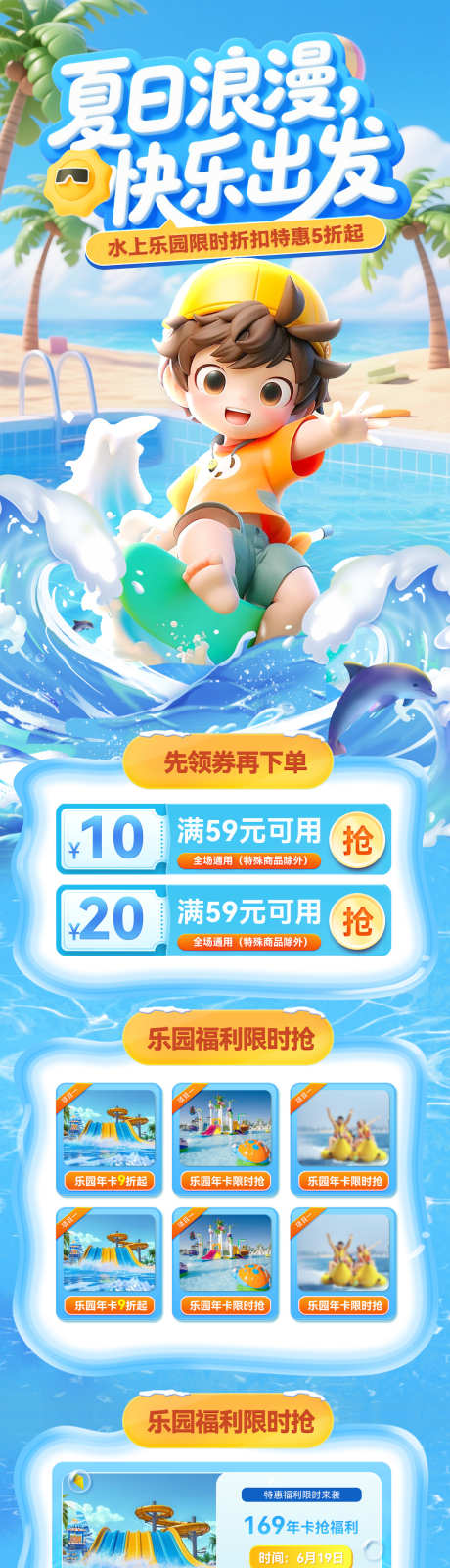 夏日出行旅行水上乐园儿童度假冲浪电商首页_源文件下载_PSD格式_1200X5219像素-电商,冲浪,独家-作品编号:2025051814573859-志设-zs9.com