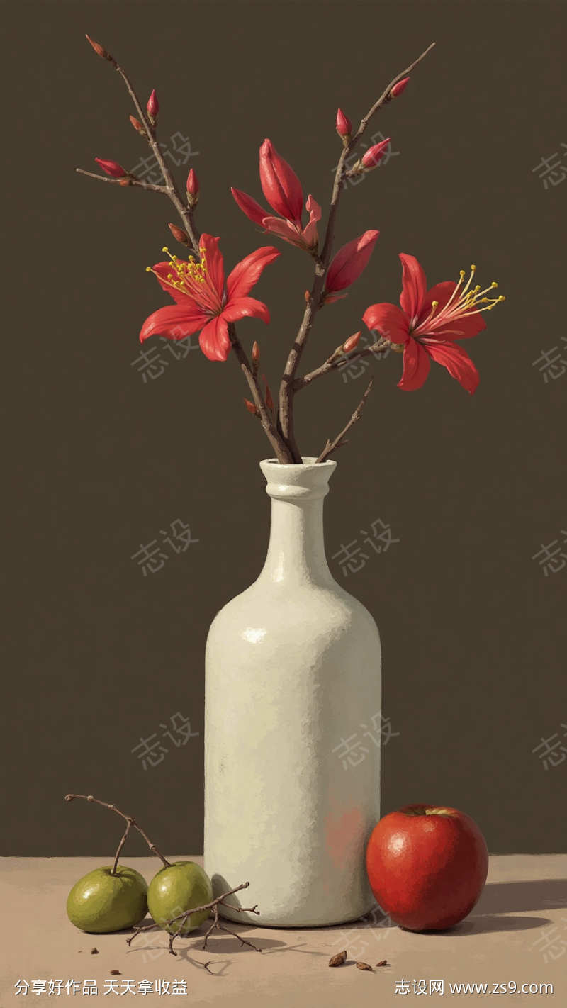 花瓶的油画
