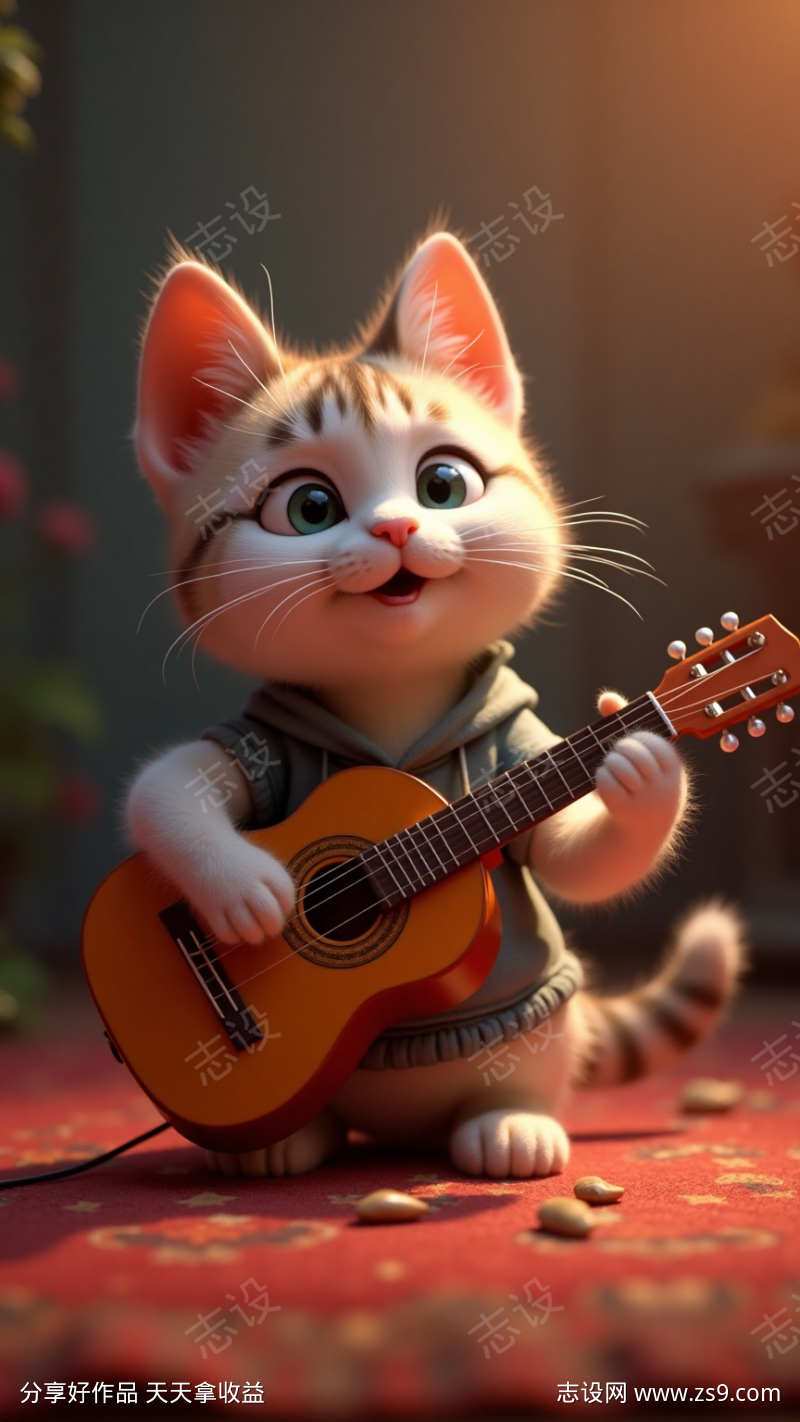 可爱小猫弹吉他