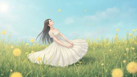 少女花丛插画_AI图片下载_euler采样_1536X864像素-清新,手绘,插画-作品编号:2025051817146345-志设-zs9.com
