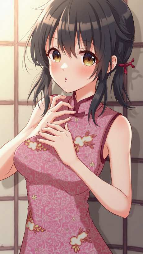 动漫旗袍少女_源文件下载_PNG格式_864X1536像素-卡通,黑发,少女-作品编号:2025051817145947-志设-zs9.com
