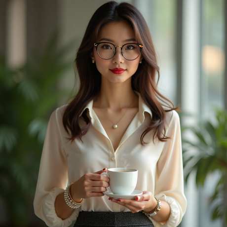 拿着杯子的职业女性